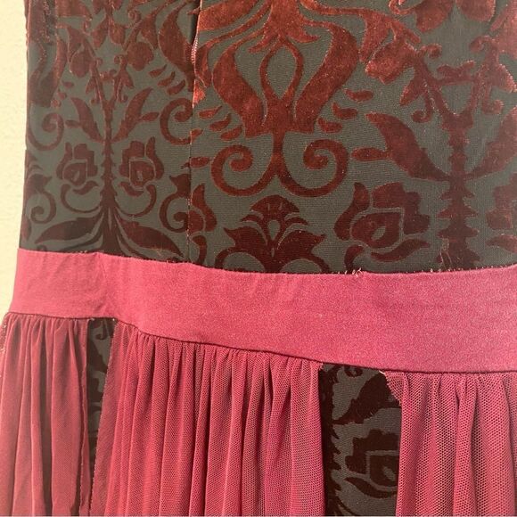 Weissman Dance Costume burgundy velvet burnout maxi dress Silhouettes 11291 MA - Picture 6 of 14